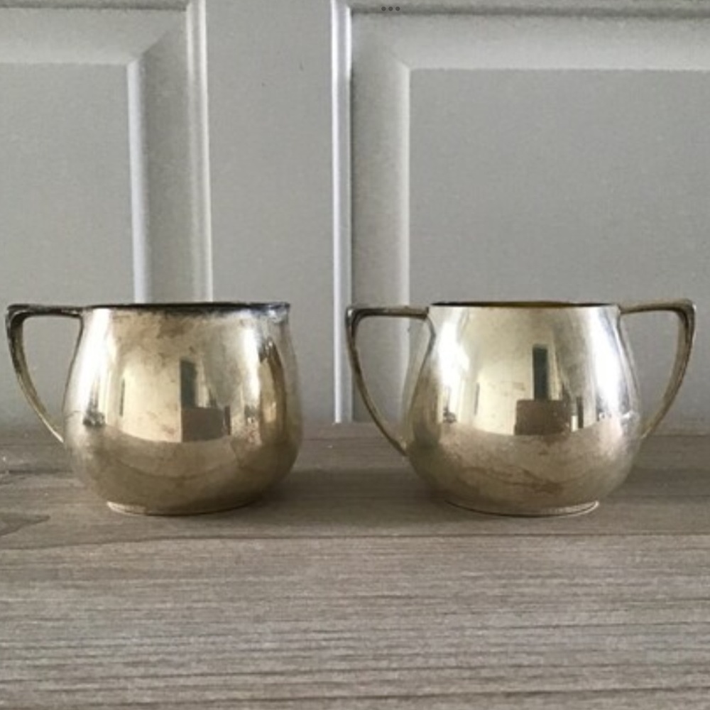 Empire Crafts Silver Sugar and Creamer Set Quadruple Plate Tea Coffee Service